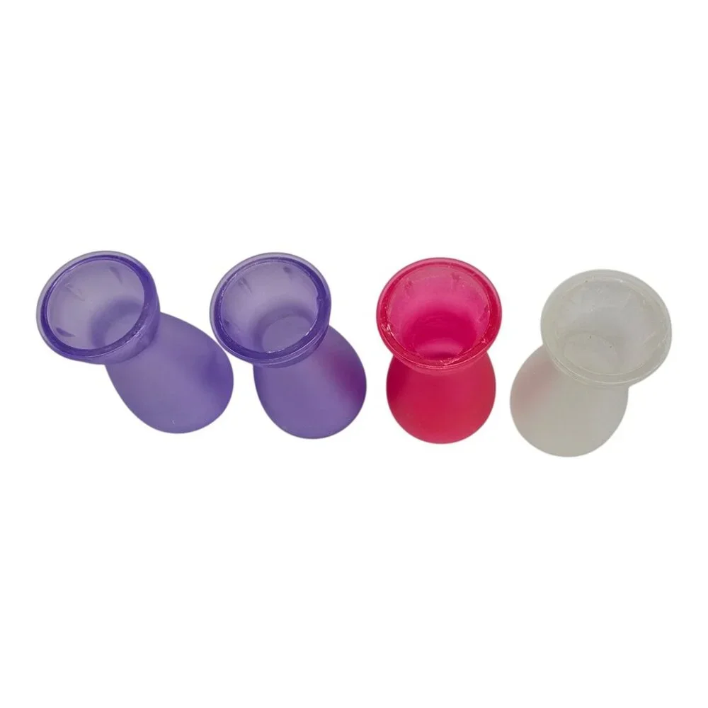 Lot 4 Mini Frosted Glass Bulb Forcing‎ Vase Crocus Purple Pink Product of ECC